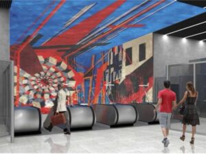 На станции «Путиловская» готовятся к отделке кассового зала